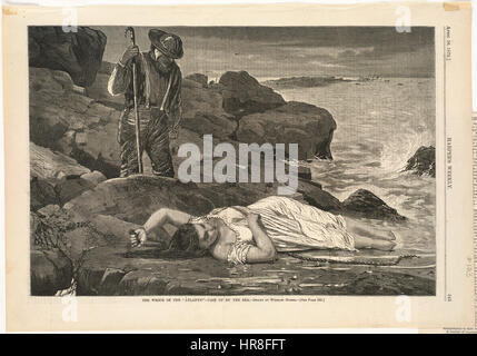 Il relitto del "Atlantic" -- gettato dal mare (Boston Public Library) Foto Stock