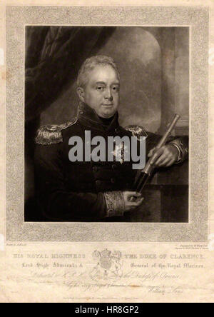 Questo ritratto di Guglielmo IV, mentre prestava servizio come Lord High Admiral, mostra il monarca britannico in uniforme navale. Il dipinto riflette la sua posizione militare e il dominio navale della Gran Bretagna durante il XIX secolo. Foto Stock
