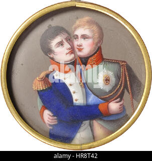 Trattati di Tilsit miniaturizzati (Francia, 1810s) lato A Foto Stock