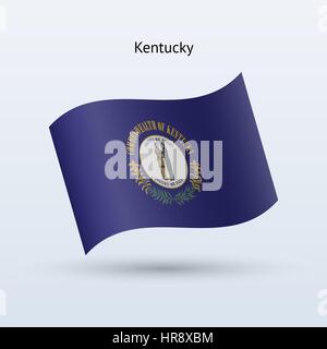 Stato del Kentucky bandiera sventola formare su sfondo grigio. Illustrazione Vettoriale. Illustrazione Vettoriale