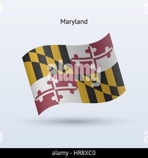 Stato del Maryland bandiera sventola formare su sfondo grigio. Illustrazione Vettoriale. Illustrazione Vettoriale