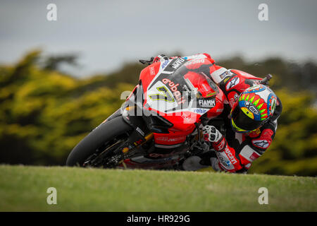 Venerdì, 24 febbraio, 2017. Circuito australiano di Phillip Island. Sessione di prove libere 2. Chaz Davies, Aruba.it Ducati Superbike World Team. Foto Stock