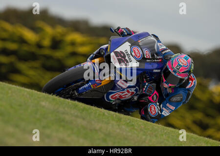 Venerdì, 24 febbraio, 2017. Circuito australiano di Phillip Island. Sessione di prove libere 2. Alex Lowes, Pata Yamaha ufficiale del Mondo Superbike Team. Foto Stock