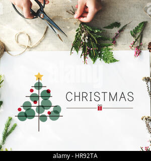 Albero di Natale celebrazione Tinsel Concept Foto Stock