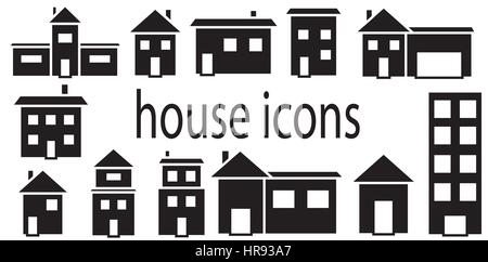 Set di icone di case isolate di vettore in uno sfondo bianco. Illustrazione Vettoriale
