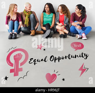 Il femminismo di uguaglianza di donne di fiducia a destra Foto Stock