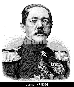 Konstantin Bernhard von Voigts-Rhetz, 1809 - 1877, era un generale prussiano che ha servito in Austro-Prussian la guerra e la guerra franco-prussiana, situazione dal tempo della guerra franco-prussiana o guerra franco-tedesca, Deutsch-Franzoesischer Krieg, 1870-1871, la riproduzione di un originale xilografia a partire dall'anno 1885, digitale migliorata Foto Stock