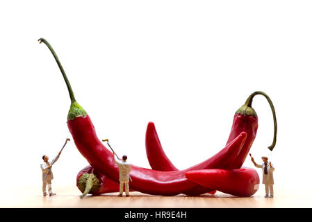 Pittori la colorazione di peperoncino rosso. Foto macro. Foto Stock