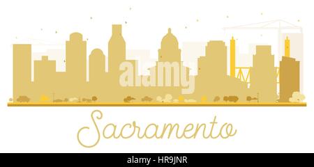 Sacramento dello skyline della città golden silhouette. illustrazione vettoriale. semplice piatto concetto per il turismo presentazione, banner, cartellone o sito web. Illustrazione Vettoriale