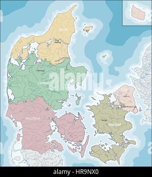 Mappa della Danimarca Illustrazione Vettoriale