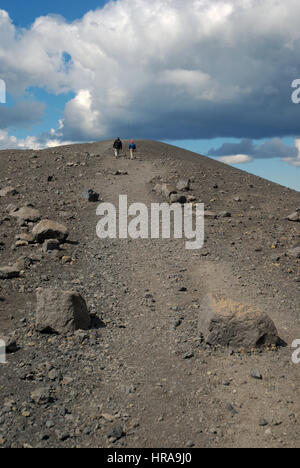 La vista dalla cima del cratere del vulcano Hverfjall, Islanda. Foto Stock