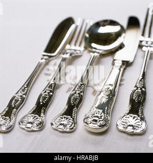 Posate d'argento. Foto Stock