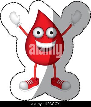 Adesivo con colori di trascinamento animate simbolo del sangue Illustrazione Vettoriale