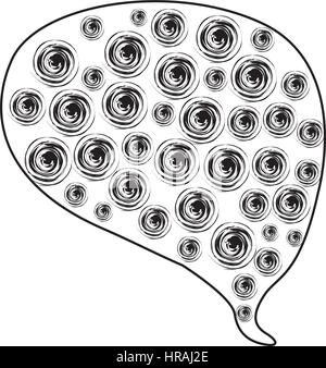 Monocromatico con contorno di richiamo per il dialogo forma arrotondata con volute di sfondo Illustrazione Vettoriale