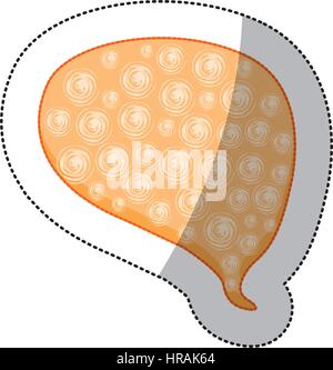 Richiamo di dialogo forma arrotondata etichetta con sfondo arancione e volute Illustrazione Vettoriale