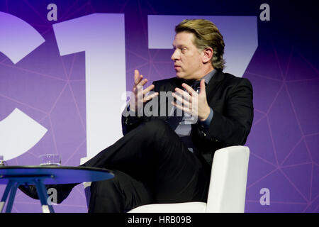 Barcellona, Spagna. 28 Feb, 2017. John Martin, Presidente e CEO di Turner, tiene una conferenza al Mobile World Congress 2017 a Barcellona. Credito: Jordi Boixareu/Alamy Live News Foto Stock