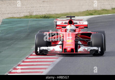 Barcellona, Spagna. 01 Mar, 2017. Formula 1 test pre-stagione 3 giorno di Barcellona. Sebastian Vettel (GER#5), la Scuderia Ferrari Credito: Cronos Foto/Alamy Live News Foto Stock