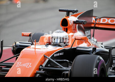 Barcellona, Spagna. 01 Mar, 2017. Formula 1 test pre-stagione 3 giorno di Barcellona. Fernando Alonso (SPA#14), McLaren Honda Credit: Cronos Foto/Alamy Live News Foto Stock