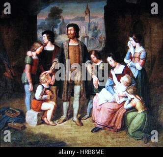 Schadow, Felix Familie vor brennender Ruine Foto Stock