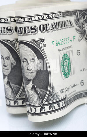 Macro-fotografia di George Washington faccia su US $ 1 / un dollaro. Foto Stock