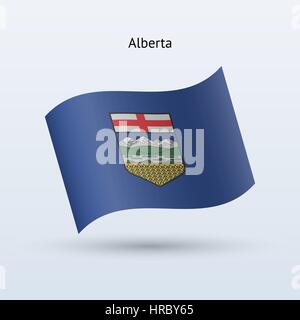 Provincia canadese di Alberta bandiera sventola formare su sfondo grigio. Illustrazione Vettoriale. Illustrazione Vettoriale