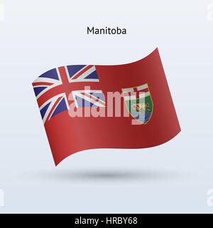 Provincia canadese di Manitoba bandiera sventola formare su sfondo grigio. Illustrazione Vettoriale. Illustrazione Vettoriale