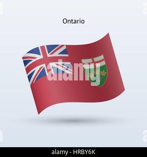 Provincia canadese di Ontario bandiera sventola formare su sfondo grigio. Illustrazione Vettoriale. Illustrazione Vettoriale