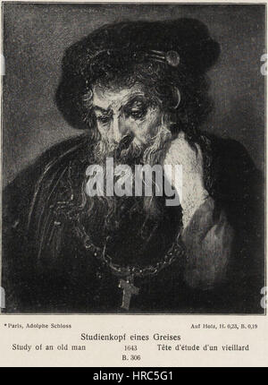 Rembrandt - un uomo vecchio quasi in pieno viso. Foto Stock