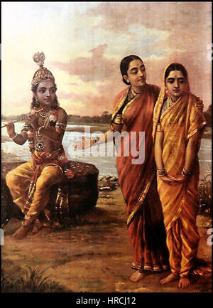 Raja Ravi Varma, introducendo Radha a Krishna Foto Stock