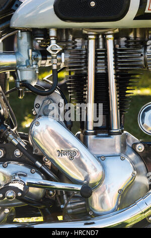 1948 Vintage Norton motore del motociclo dettaglio. Banbury, Oxfordshire, Regno Unito Foto Stock