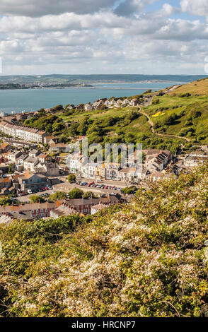 Città Fortuneswell sull isola di Portland al Canale Inglese costa, nella contea di Dorset, Inghilterra. Foto Stock