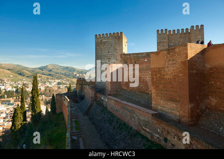 Alcazaba de la Alhambra de Granada, Granada, Andalusia, Spagna, Europa Foto Stock