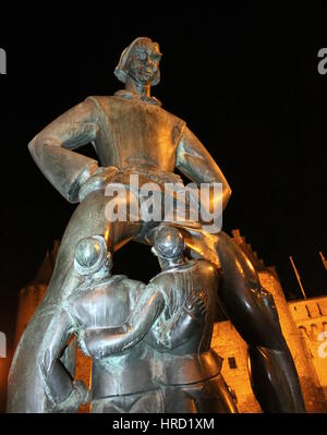 Statua del leggendario Gigante fiammingo e folk hero Lange Wapper di Anversa. Belgio Foto Stock