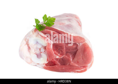 Non cotte garretto organico di carne di agnello isolato Foto Stock