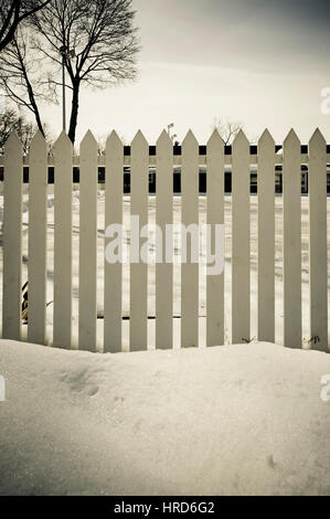 White staccionata in legno di Oakville Club prato verde Foto Stock