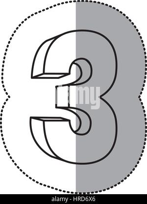 Numero contorno icona tre Illustrazione Vettoriale