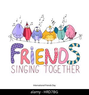Amici internazionali giorno biglietto di auguri. Illustrazione Vettoriale