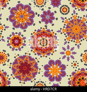 Modello etnico in colori pastello con fiori stilizzati Illustrazione Vettoriale