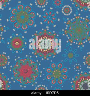 Modello etnico in colori pastello con fiori stilizzati Illustrazione Vettoriale