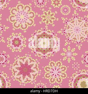 Modello etnico in colori pastello con fiori stilizzati Illustrazione Vettoriale