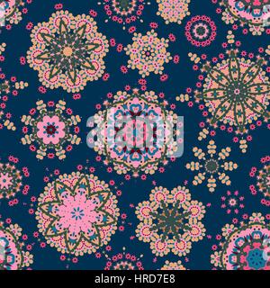 Modello etnico in colori pastello con fiori stilizzati Illustrazione Vettoriale