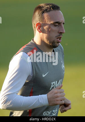 20110324: LUSSEMBURGO, LUSSEMBURGO : Francese National Soccer team di giocatori Franck Ribery durante una sessione di formazione al Sima Barthel Stadium, in Luxembo Foto Stock