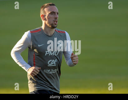 20110324: LUSSEMBURGO, LUSSEMBURGO : Francese National Soccer team di giocatori Franck Ribery durante una sessione di formazione al Sima Barthel Stadium, in Luxembo Foto Stock