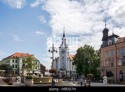 Kaposvar, Kossuth Square e il Municipio, Ungheria,l'Europa.Kaposvar è la capitale della contea di Somogy con una vivace vita culturale e ricchi programmi d'arte. Foto Stock