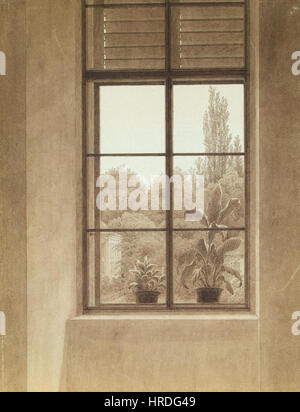 Caspar David Friedrich - Fenster mit Blick auf den Park (ca.1810-11) Foto Stock