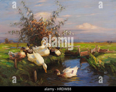 Alexander Koester Sieben Enten am Graben Foto Stock