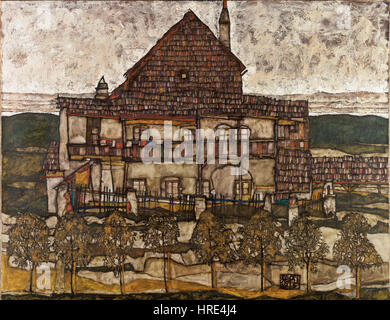 Egon Schiele - Casa con ghiaia tetto (Vecchia casa II) - Google Art Project Foto Stock