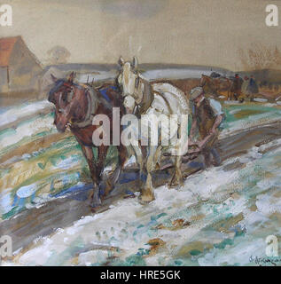 John Atkinson aratura in inverno Foto Stock