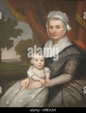 'MRS. John Nicholas e figlia' da Ralph Earl, Dayton Art Institute Foto Stock