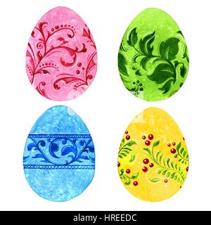Uovo di Pasqua. Illustrazione ad acquerello su sfondo bianco Foto Stock
